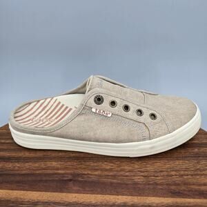 Taos Ez Soul Shoes Womens 9 Oat Wash Beige Canvas Casual Comfort Slip On Mules